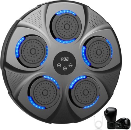 Music Boxing Machine, Großes Wandmodell Professioneller Boxmaschine Musik mit Boxhandschuhen Bluetooth-Verbindung, 9 Geschwindigkeiten und Modi, für Kinder und Erwachsene，Heim, Fitnessstudio, Schwarz